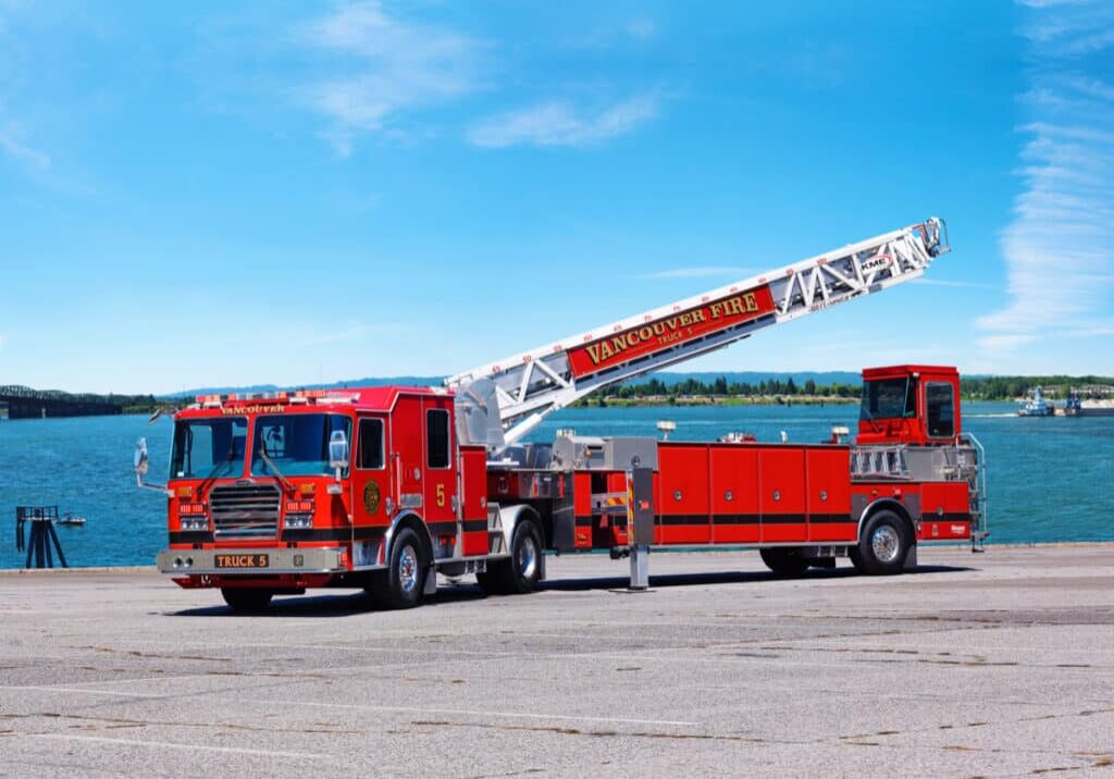 Vancouver Fire Department, WA 2022 KME Predator 4S-100-500-SA-TDA 100' AerialCat tractor-drawn aerial GSO 11340